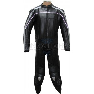 RTX Retro Classic Black Leather Motorcycle Suit